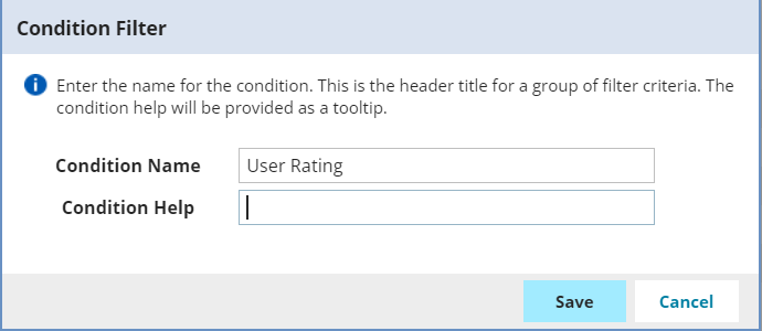 The Condition Filter dialog box.